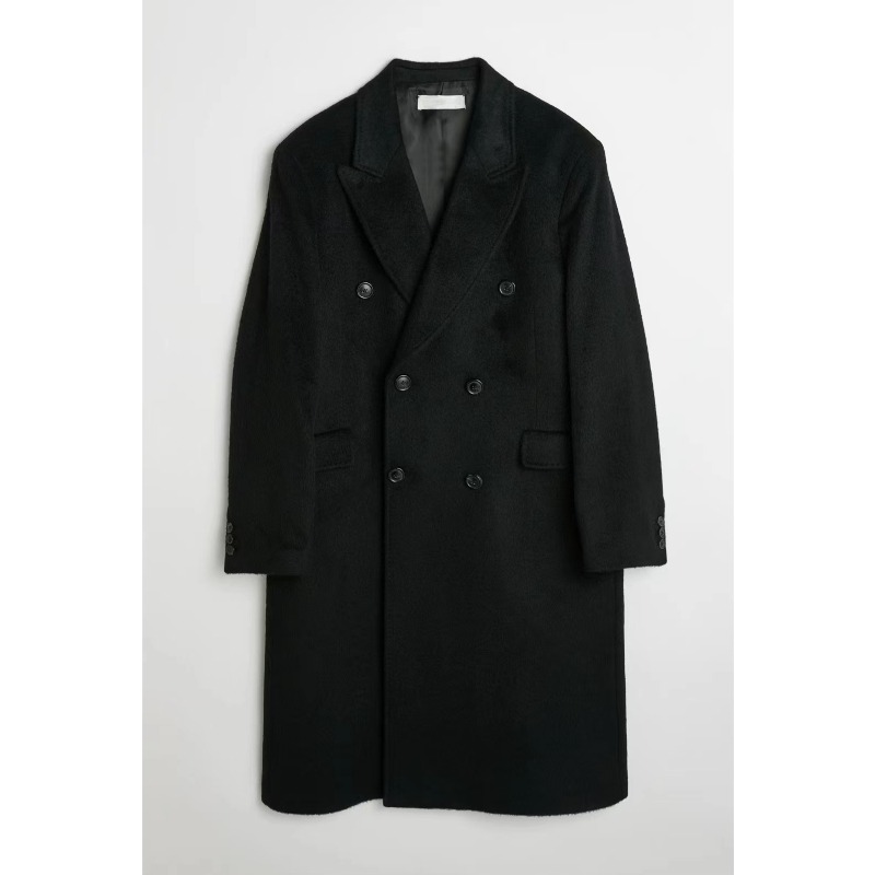 Quality Winter Clothing Jacket - เสื้อโค้ทขนสัตว์สีดำลำลองสำหรับผู้ชาย แบรนด์ High Street Our Legacy