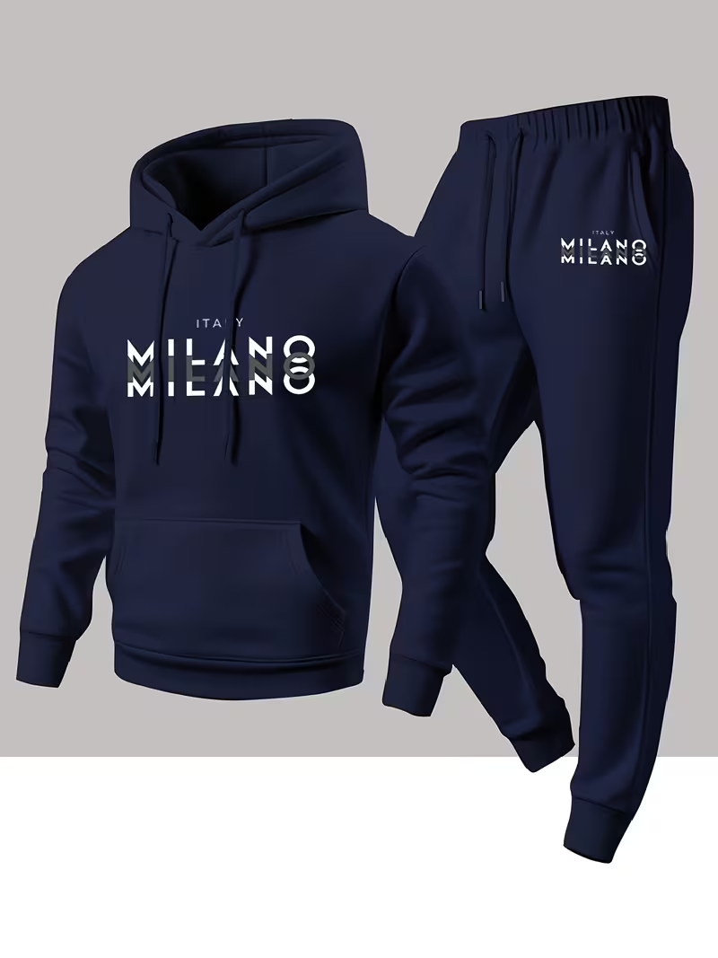 Winter Clothing Clearance - ชุดเซ็ตฮู้ดดี้แฟชั่นผู้ชายขายดี พิมพ์ลายตัวอักษร 2 ชิ้น เสื้อฮู้ดดี้และกางเกงขายาว อุ่นสบายสำหรับฤดูหนาว