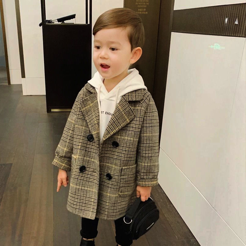 Winter Clothing Toddler - ตารางฤดูหนาวแจ็คเก็ตชายหญิงขนสัตว์ Double-breasted เด็กทารก Trench Coat Lapel