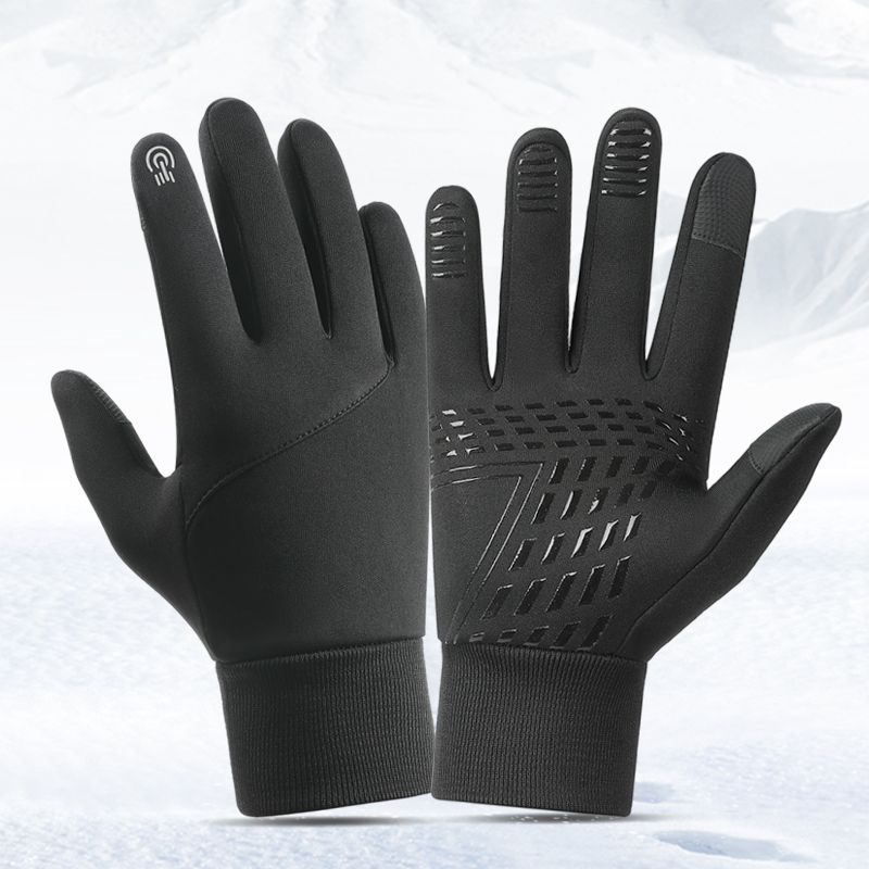 Waterproof Mitten Ski - ถุงมือปั่นจักรยานสำหรับผู้ชายผู้หญิงขี่มอเตอร์ไซค์ฤดูใบไม้ร่วงฤดูหนาวถุงมือแคมป์ปิ้งที่อบอุ่นสกีกำมะหยี่กันน้ำหน้าจอสัมผัสกันลื่น