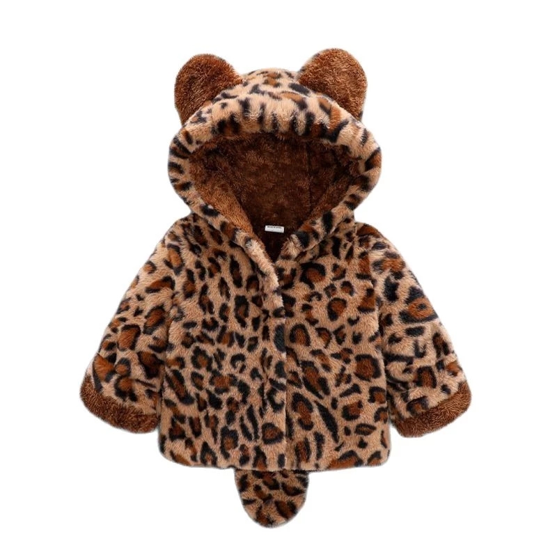 Winter Clothing Toddler - 1 2 3 4ปีตุ๊กตาเด็กเสื้อเสือดาวพิมพ์คริสต์มาสเจ้าหญิงฤดูใบไม้ร่วงและฤดูหนาว Warm Hooded