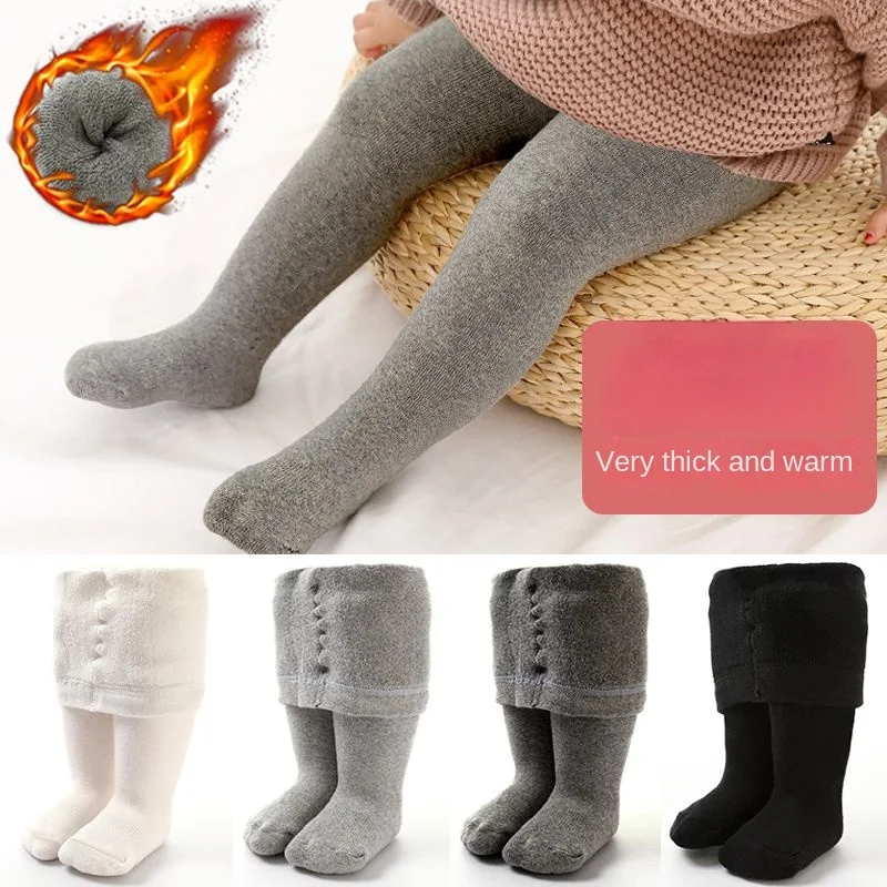 Winter Clothing Toddler - เด็กTightsฤดูหนาวฤดูใบไม้ร่วงสีทึบผ้าฝ้ายนุ่มหนาเด็กสาวTightsทารกแรกเกิดเด็กวัยหัดเดินแน่นBoyสาวPantyhoseเสื้อผ้า