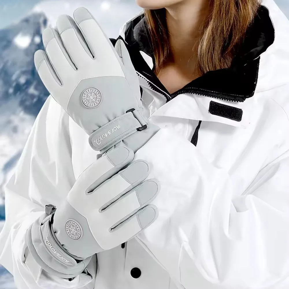 Waterproof Mitten Ski - ถุงมือสกีกันน้ําผู้หญิงฤดูหนาวหน้าจอสัมผัสถุงมือหิมะขนแกะอุ่นถุงมือความร้อนสําหรับสโนว์บอร์ดเล่นสกีวิ่ง