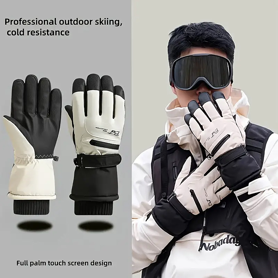 Waterproof Mitten Ski - ฤดูหนาวถุงมือสกีที่อบอุ่นสำหรับสโนว์บอร์ดขี่จักรยานกลางแจ้งความร้อนกันน้ำหน้าจอสัมผัสถุงมือกีฬากันลม