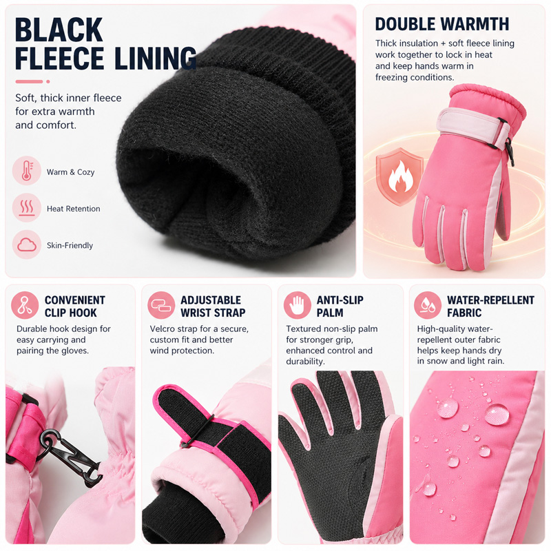 ถุงมือสกีฤดูหนาวสำหรับเด็กกันน - Waterproof Mitten Ski บทวิจารณ์และราคา