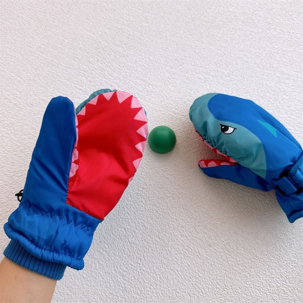 การ์ตูนเด็กถุงมือสกีลายฉลามอบอ - Waterproof Mitten Ski บทวิจารณ์และราคา