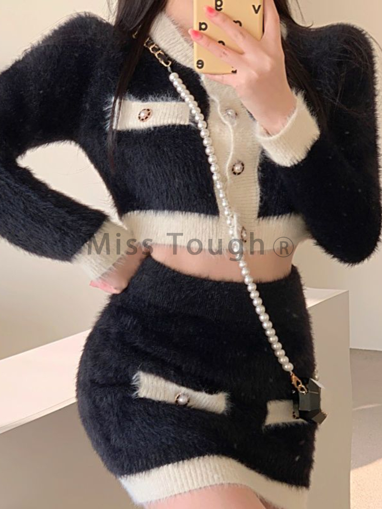 ฤดูหนาวFluffyถัก2ชิ้นชุดชุดสตร - Winter Clothing Sale บทวิจารณ์และราคา