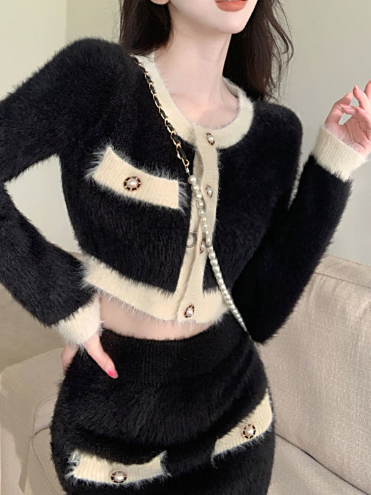 ฤดูหนาวFluffyถัก2ชิ้นชุดชุดสตร - Winter Clothing Sale บทวิจารณ์และราคา