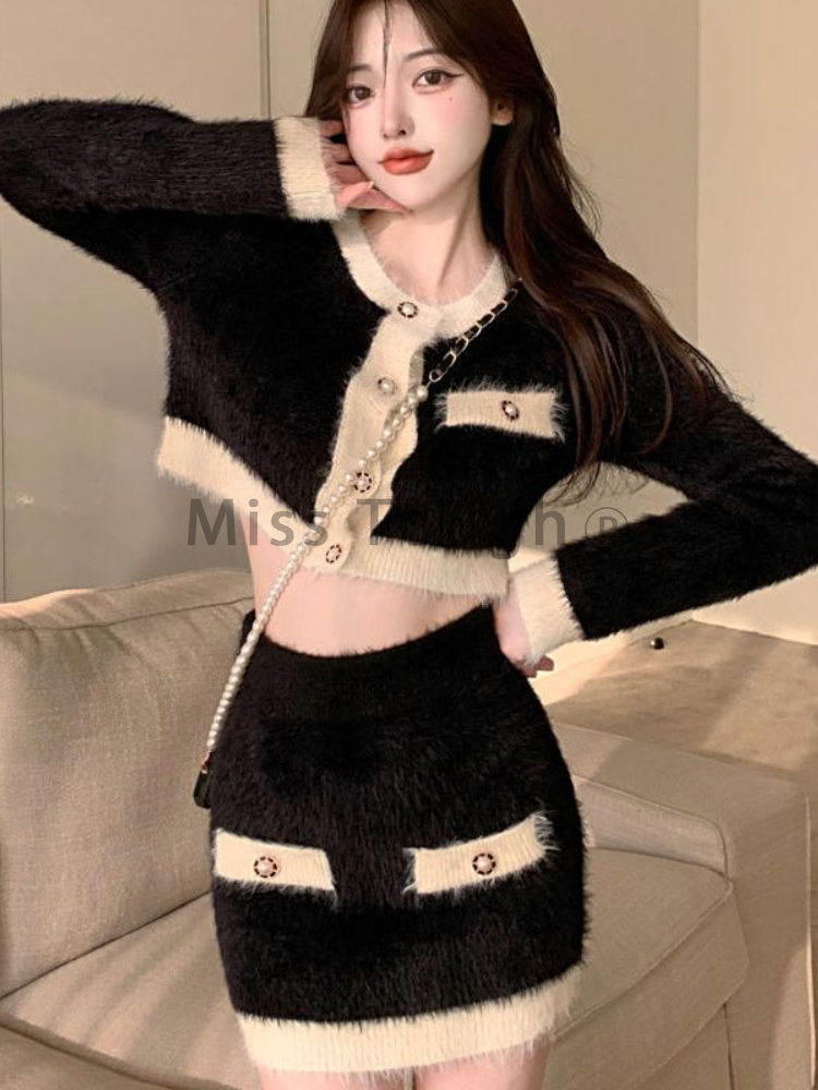 ฤดูหนาวFluffyถัก2ชิ้นชุดชุดสตร - Winter Clothing Sale บทวิจารณ์และราคา